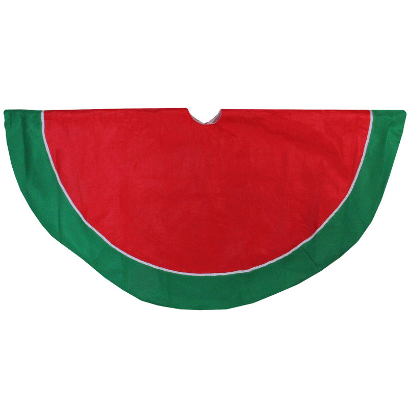Jupe d'arbre de Noël 48 po avec bordure, Vert / Rouge