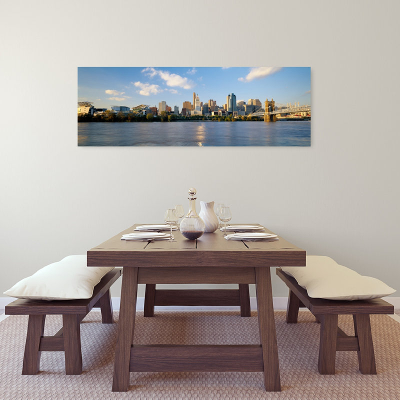 Buildings at the waterfront Ohio River Cincinnati Ohio USA 1 Piece Wrapped Canvas Panoramic Wall Art