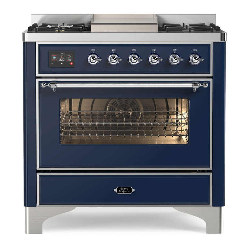Majestic II Series 36" 3.5 cu ft. Freestanding Dual Fuel Range, Midnight Blue/Chrome, Liquid Propane