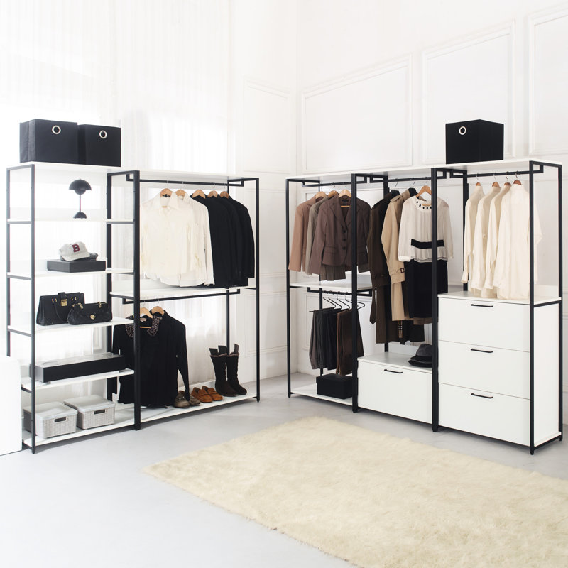 White Cabinet - Extra Deep Drawer Storage, Powder Coated Metal Walk-In Closet With One For Endurance, Water & Heat , Stain Scratch E0 Grade Board, 2X Thicker , Made In , Modular Construction, White,