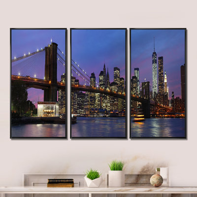 Brooklyn Bridge And Manhattan At Sunset " Brooklyn Bridge And Manhattan At Sunset " 3 - Pieces