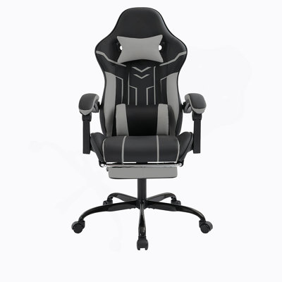Chaise de jeu, chaise d'ordinateur ergonomique avec repose-pieds Chaise de bureau ergonomique avec dossier lombaire noir