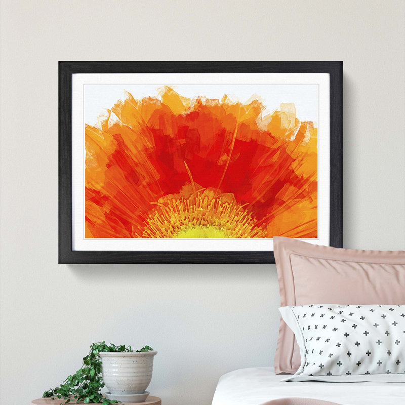An Orange Gerbera in Abstract - Picture Frame Graphic Art Print, Black Framed, 36cm H x 48cm W x 2cm D
