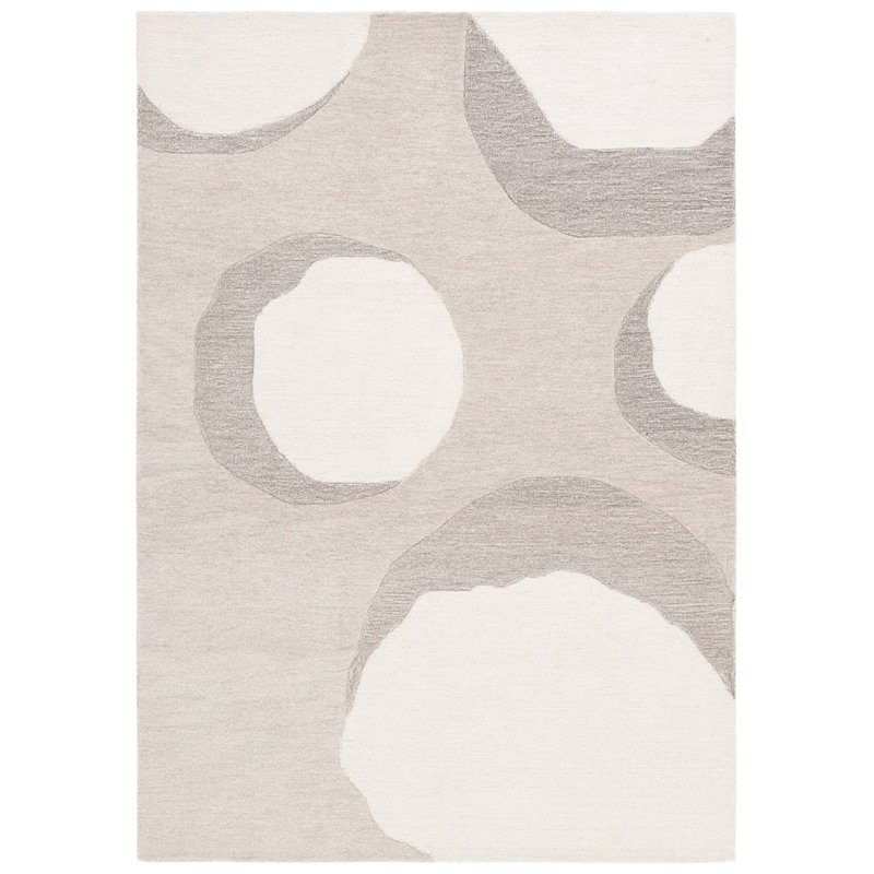 Tapis beige en coton touffeté à la main Kasiyah, Rectangle 5 pi x 8 pi