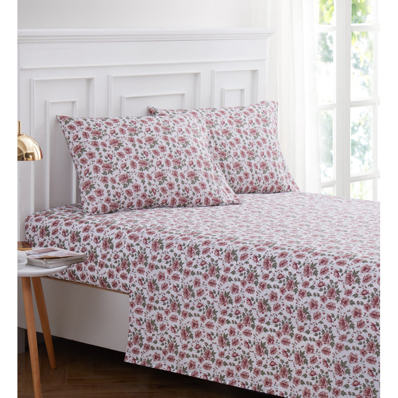 Microfiber Floral Sheet Set, Full