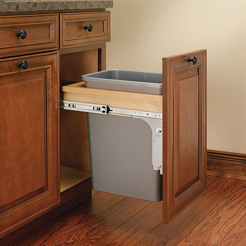 Poubelle rétractable à fixation supérieure Rev-A-Shelf, Gray, 15" Minimum Cabinet Opening