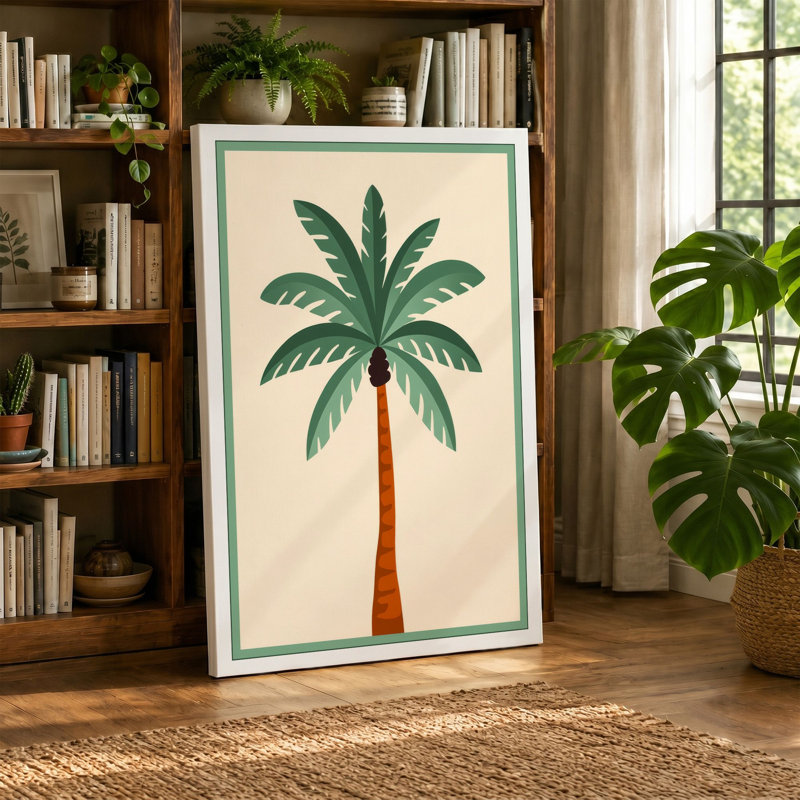 Palm Tree Study Botanical - Wrapped Canvas, 18x12 - 45.7 x 30.5 cm, Black Border