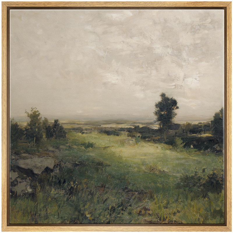 Impressionniste prairie et ligne d'horizon doux coups de pinceau scène naturelle illustrations nature zen rustique