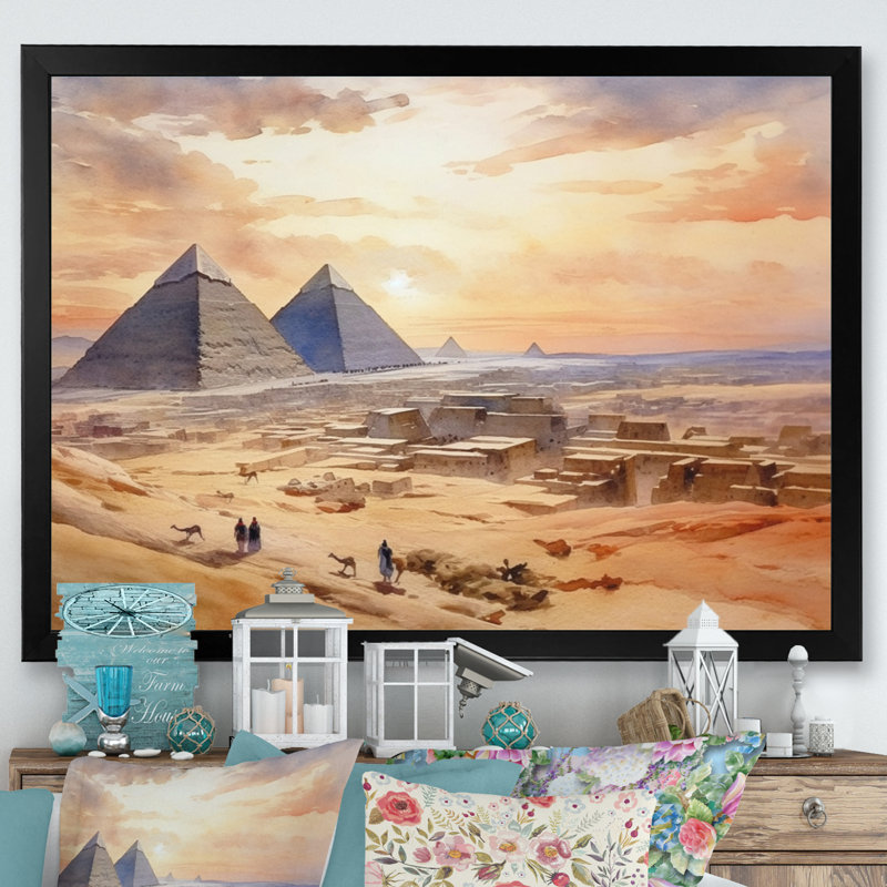 Décoration murale «Désert historique», H 12 po x l 20 po x P 1 po, Cadre simple noir