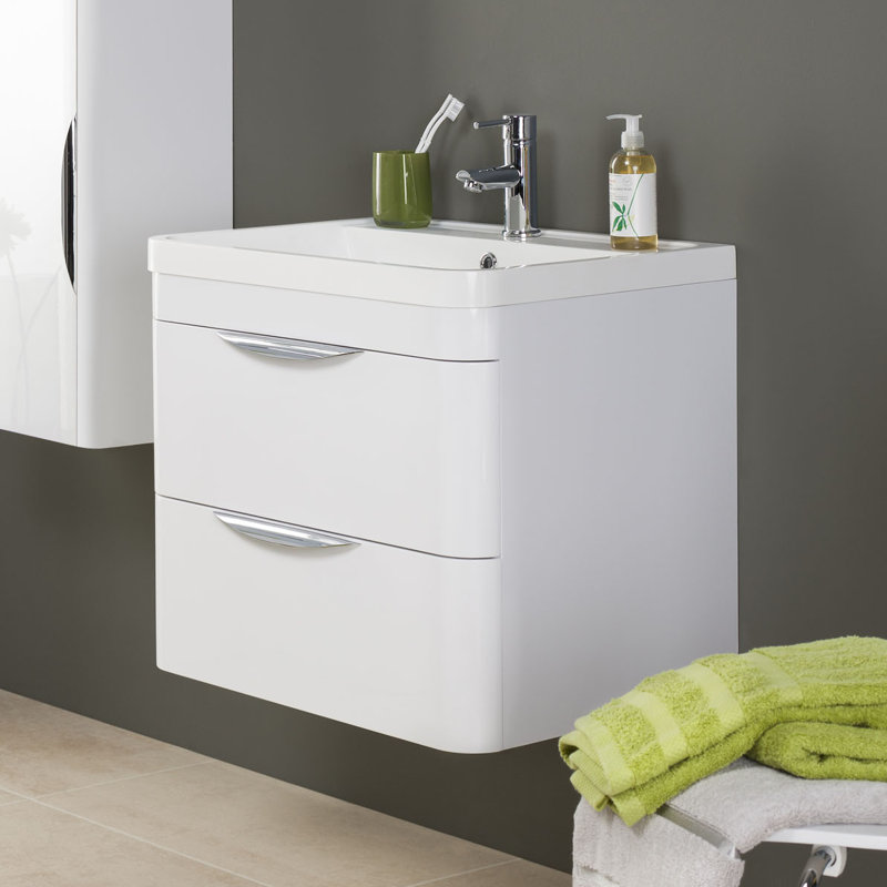 Parade 600mm Single Bathroom Vanity with Integrated Polymarble Basin, Gloss White