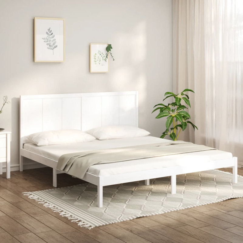 Bed Frame Solid Wood, 200 x 200cm, Honey Brown
