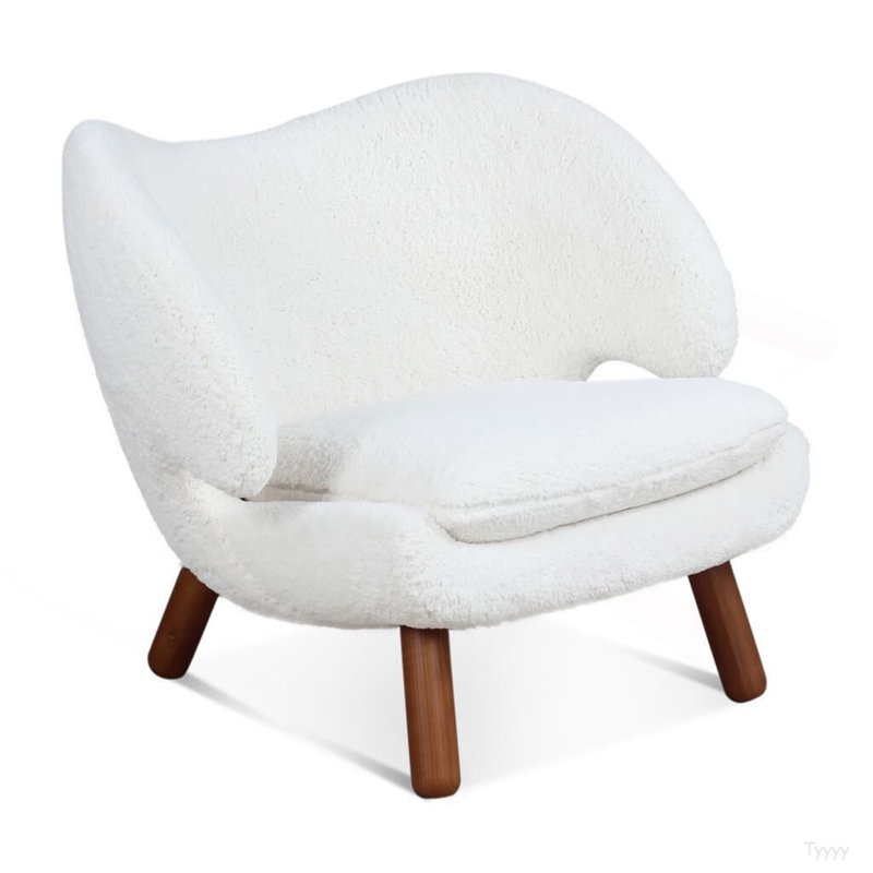 Chaise Pelican Sherpa - Blanc nuage / noyer