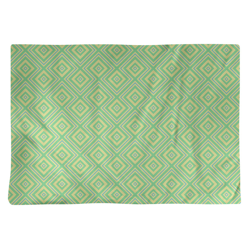 Napperon en coton 18 po Square Lattice, Vert / Bleu