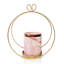 Vase en céramique rose avec cadre d'anneau en métal doré, vase de table 9 po