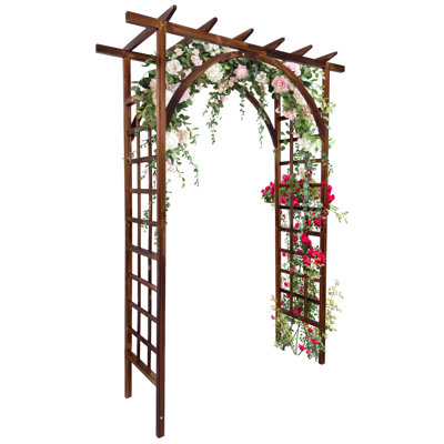 Treillis de jardin en bois de sapin robuste, pergola à plateau 85 po pour plantes grimpantes