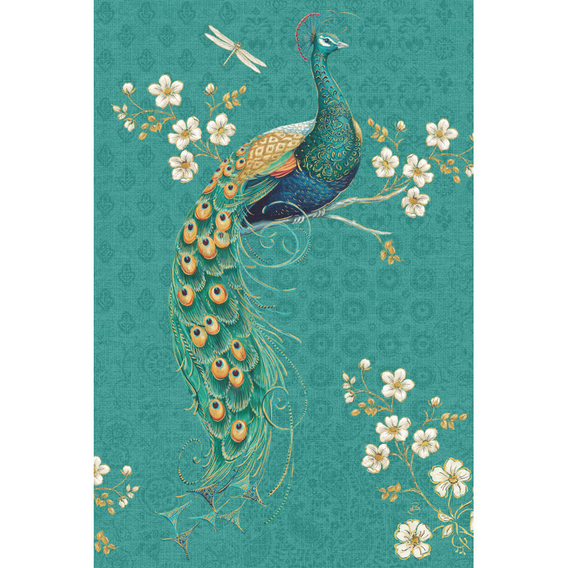Ornate Peacock IXD - Wrapped Canvas Painting, 46cm H x 30cm W