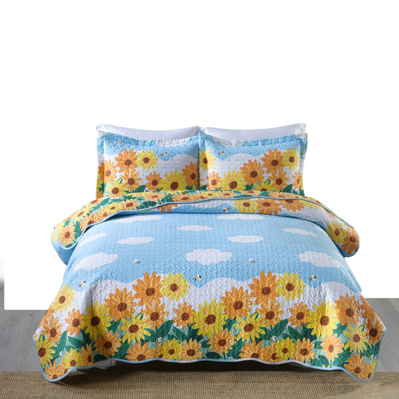 TYHQuilt Cotton Twill Floral Quilt, Twin Quilt + 1 Sham