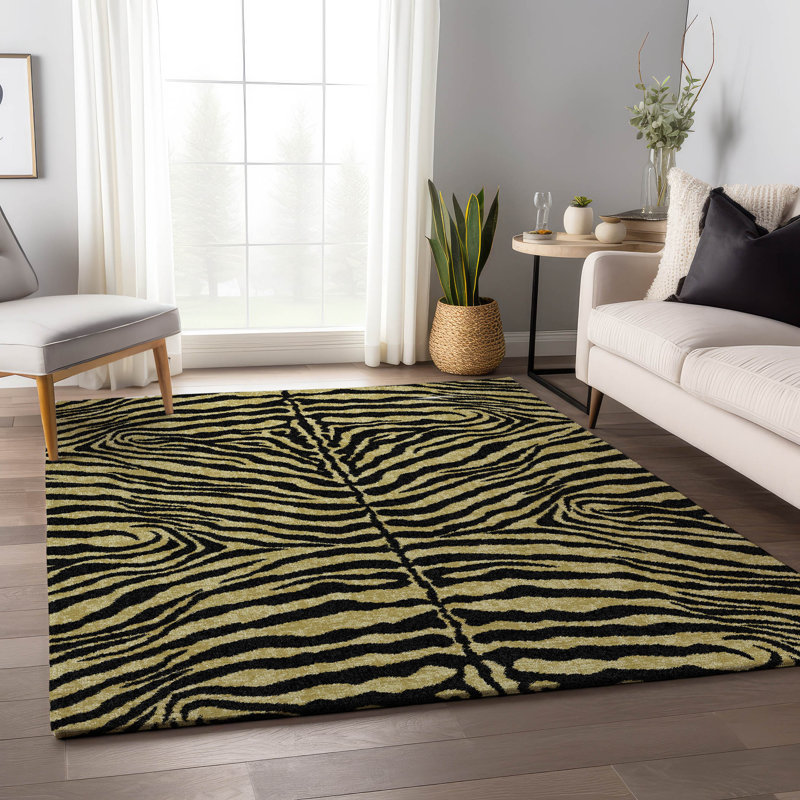 Premium Machine Washable Kishonna AMF42 Gilded Rug, Rectangle 5' x 7'6"