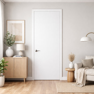 Dalle de porte affleurante à noyau uni apprêté - Conception intemporelle pour les chambres à coucher, les placards et les bureaux à domicile