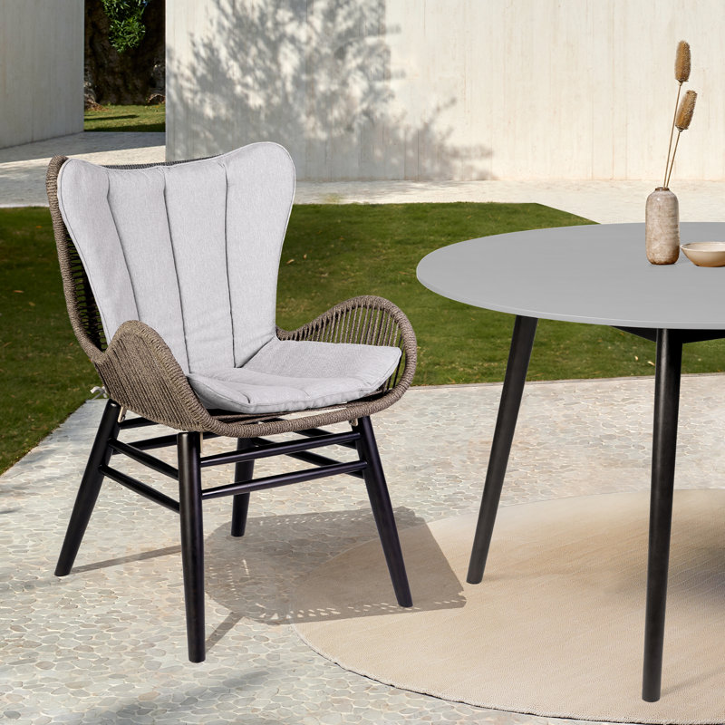 Chaise d'appoint de patio avec coussin Dayville Eucalyptus, Eucalyptus foncé