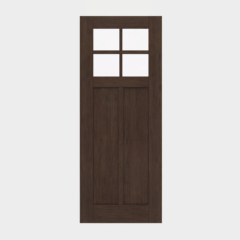 Porte d'extérieur 96 po Slab Acajou, 2 panneaux SDL 4 Lite, sans finition, 36 po x 96 po [porte de 36 po]