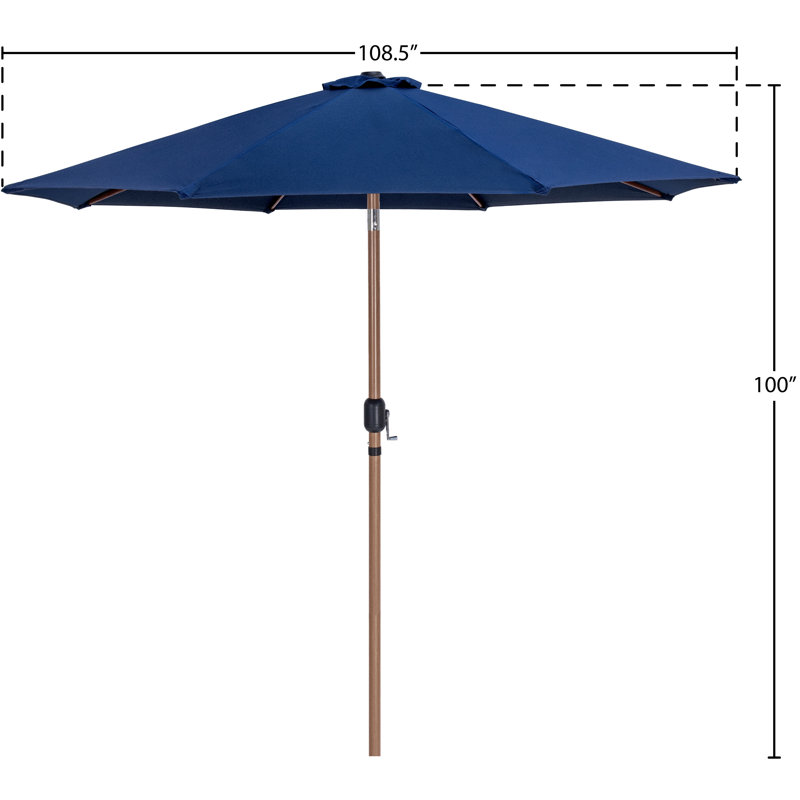 Parasols de patio en tissu Chavelle, Teck, Bleu marine