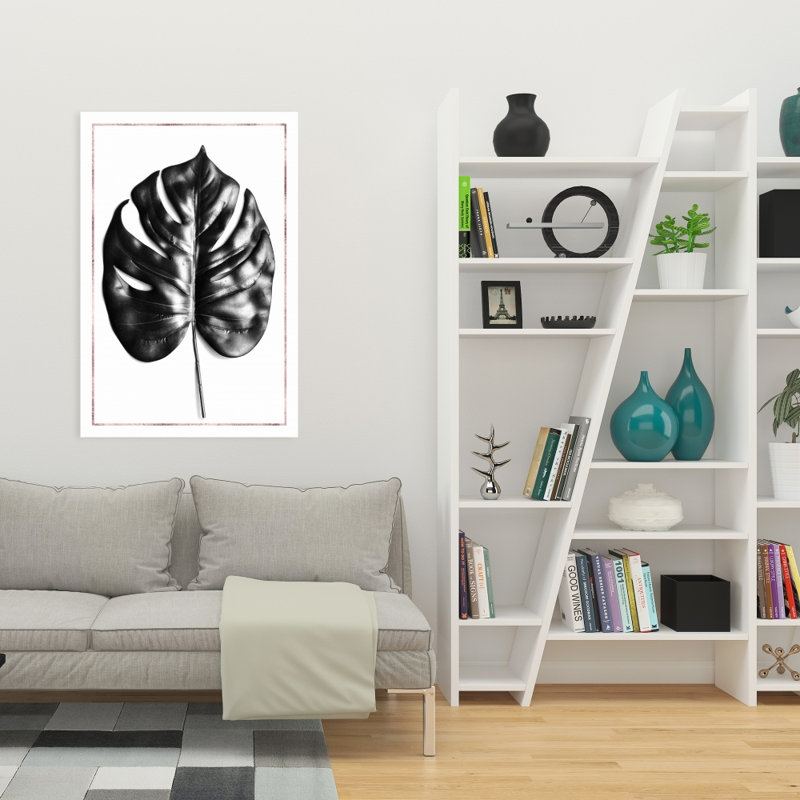 Split Leaf Philodendron with Rose Line - Exotic Botanical Canvas