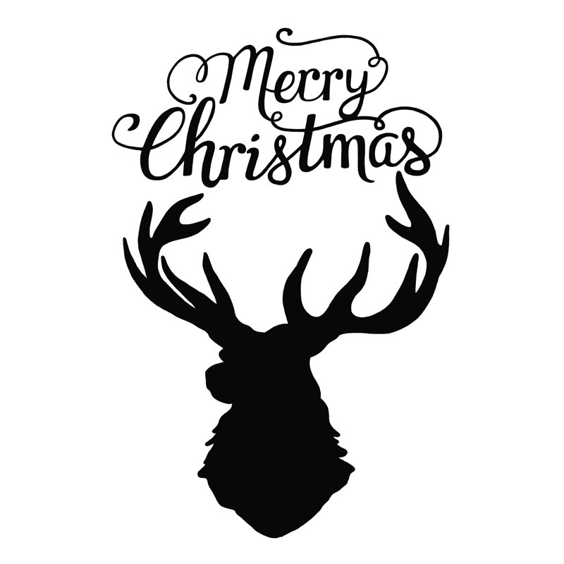 Merry Christmas Elk - Art textuel sur toile tendue, H 18 po x l 12 po