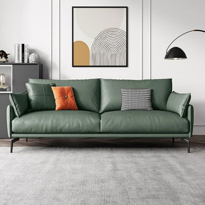 Green Genuine Leather Standard Sofa cushion Loveseat