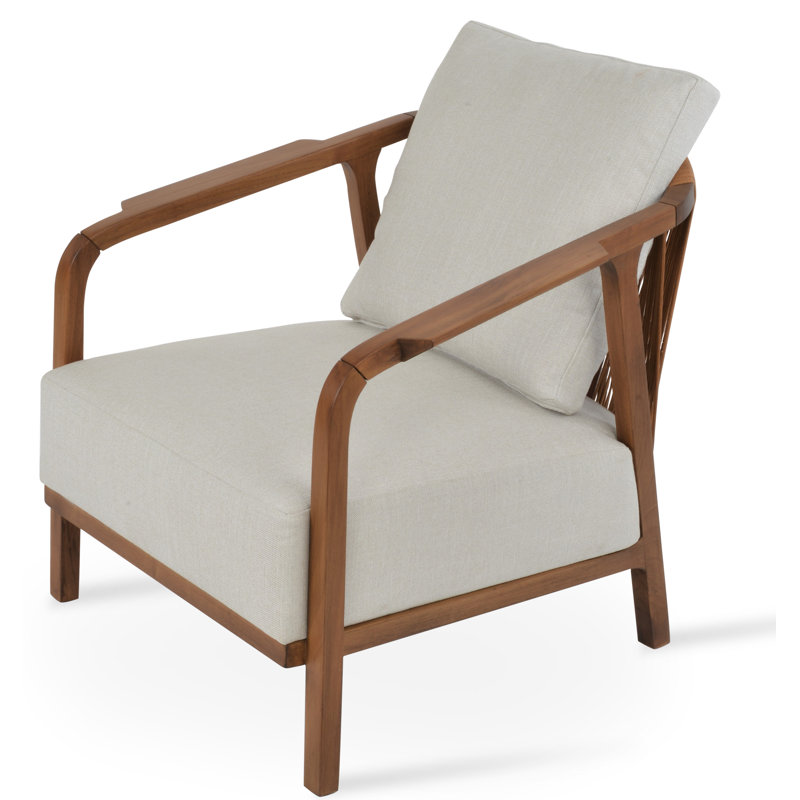 Drops Armchair in Fabric, Beige Cotton Blend