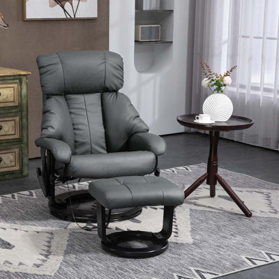 Fauteuil inclinable de massage pivotant en similicuir pivotant à 360 ° avec repose-pieds avec poche latérale et télécommande