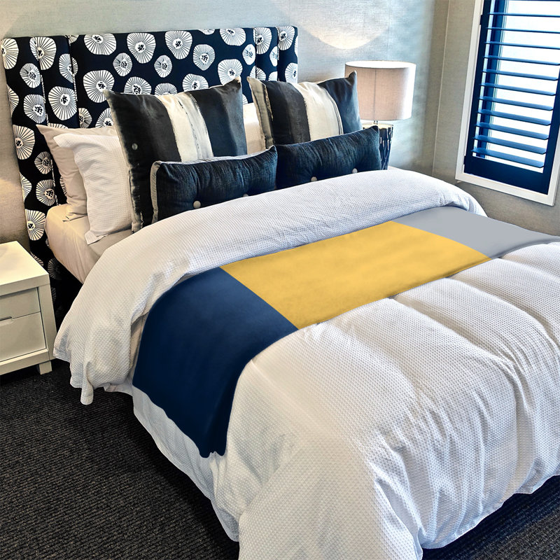 Quilted Throw Blanket, 60" x 80", Navy Blue/Gold/Silver, Mink Touch