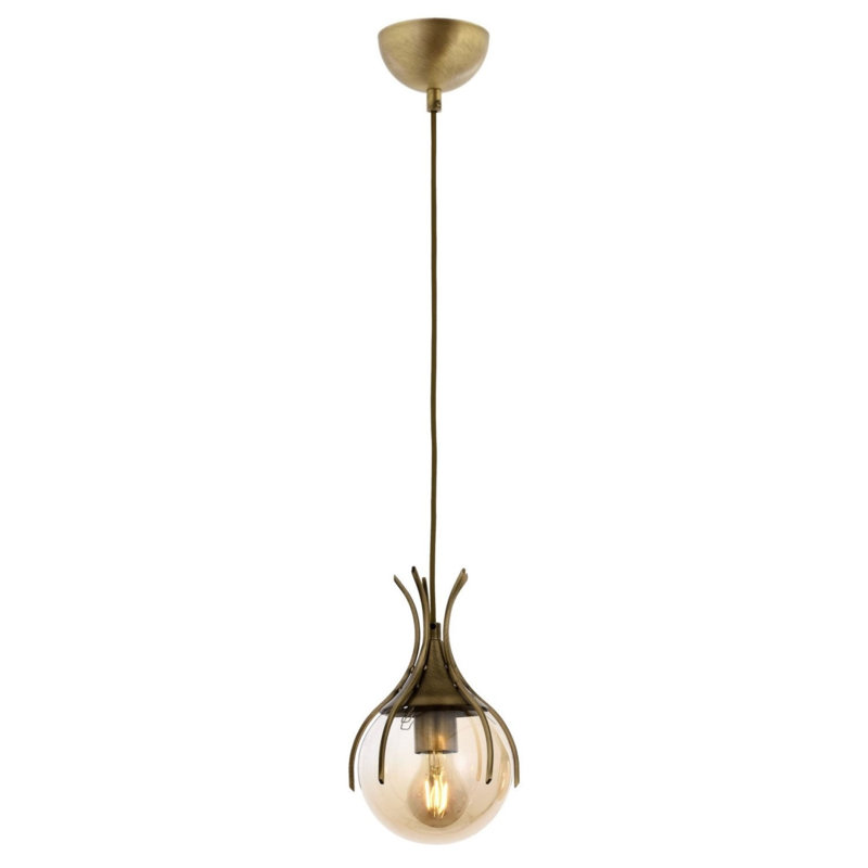 Modern Industrial Chandelier, Antiquation Finish, 31.5 x 4.7 inches | Metal Body & Glass Cap, E27 Socket (Max 6W), IP20 Rated | Perfect for Glam Living Rooms & Dining Areas, Stylish Lighting Fixture