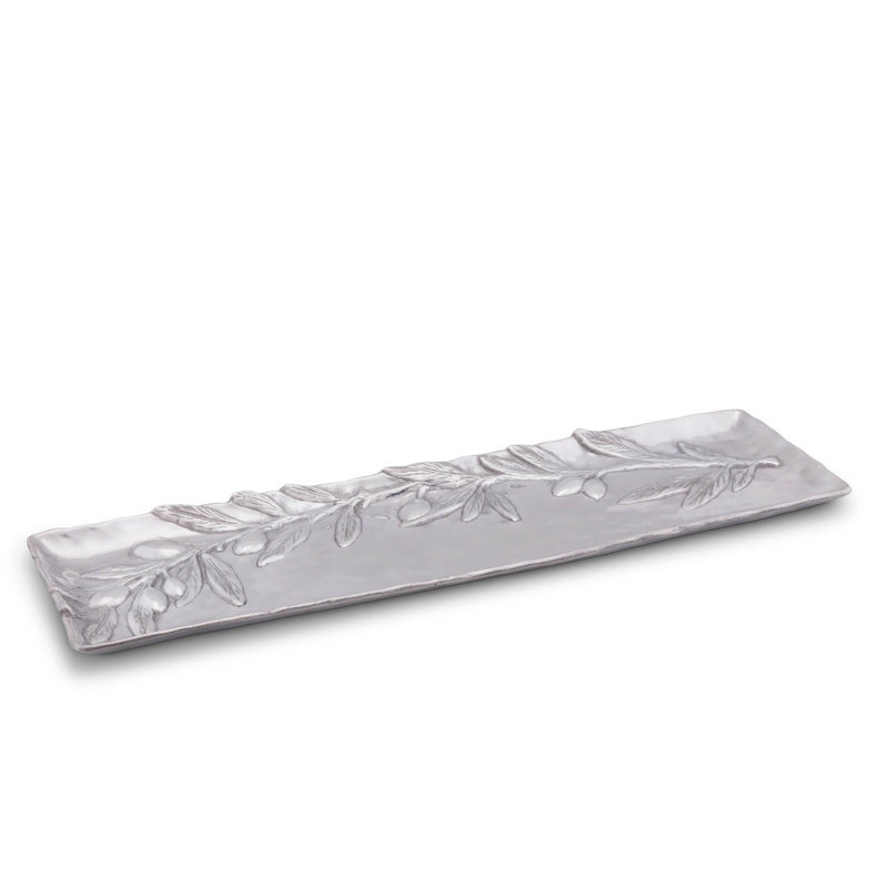 Tuscan Aluminum Round Platter with Olive Branch Design