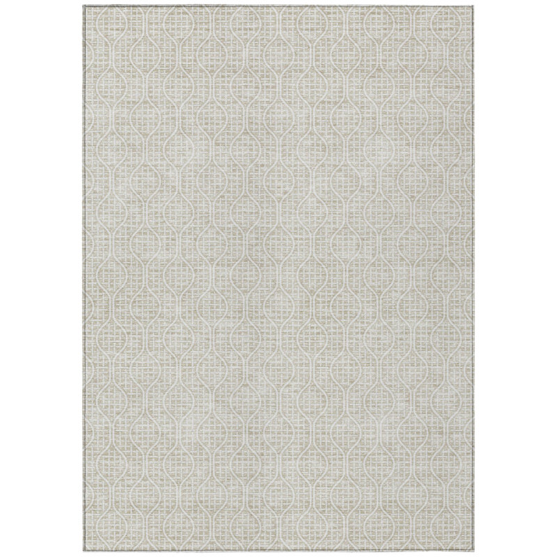 Tapis intérieur / extérieur géométrique lavable beige et ivoire 9 pi x 12 pi