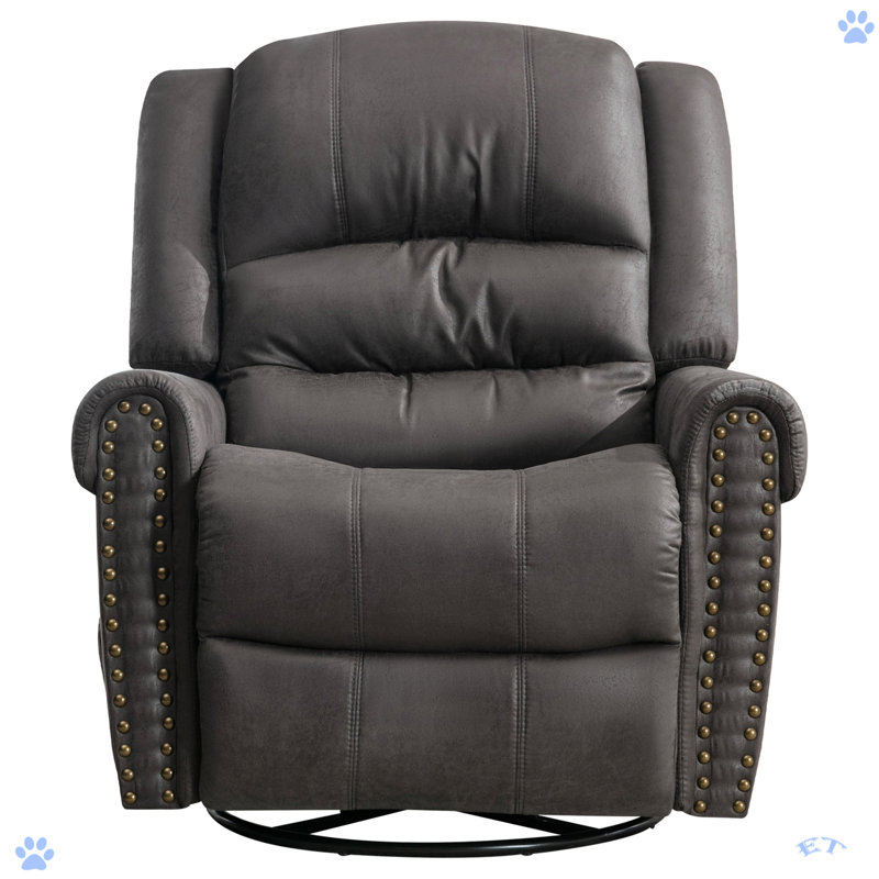 Recliner Chair Rocking Chairs For Adults Oversized With USB Charge Port Soft Features A Manual Massage, Grey Faux Leather