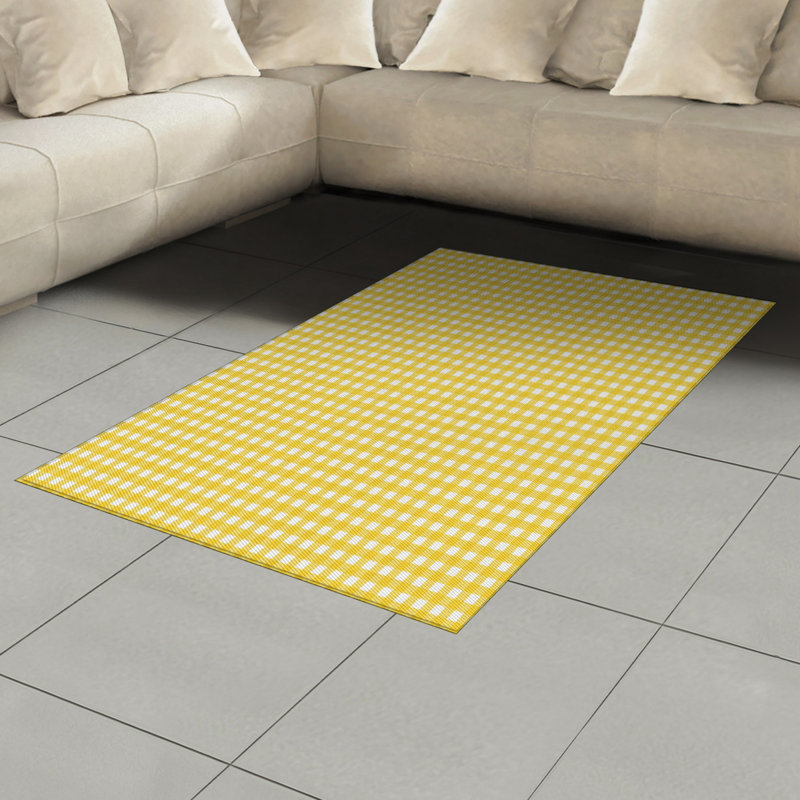 Tapis décoratif à haute densité en fibres de polyester à carreaux, Rectangle— 4 pi x 5 pi 8 po