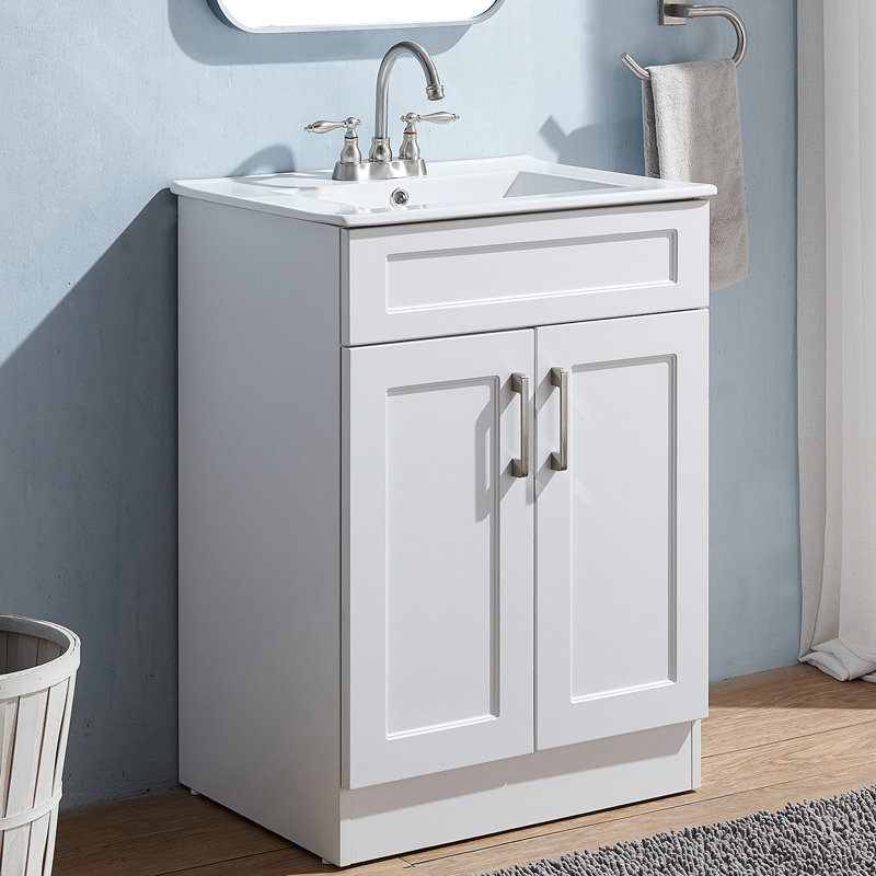 Ensemble de meuble-lavabo simple 24 po 2 portes, Blanc