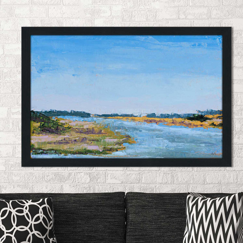 «Le long des eaux», reproduction de peinture à l'huile, Cadre noir, Cadre noir