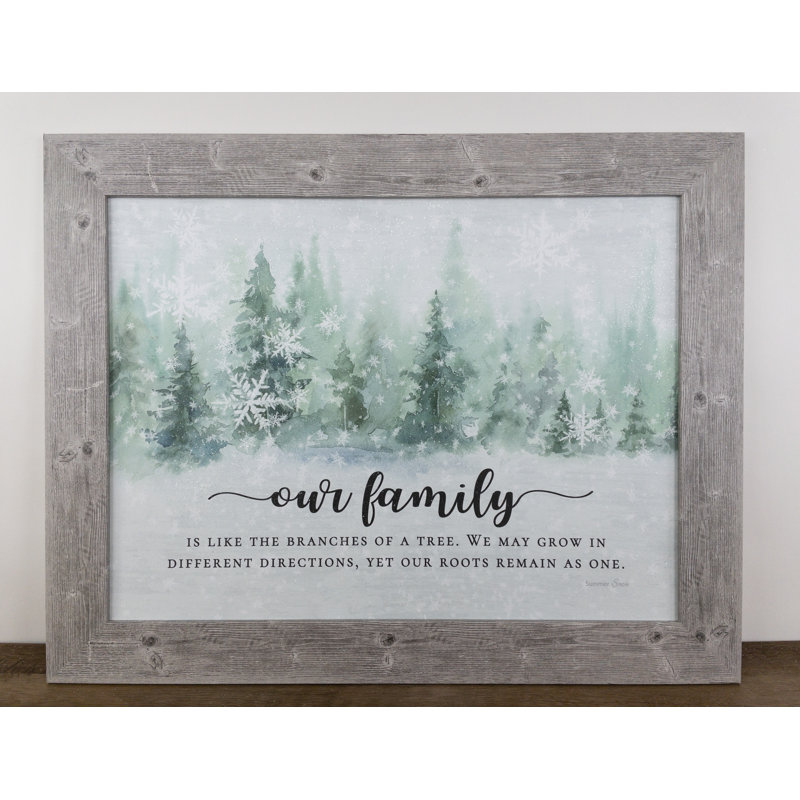 Our Family Is Like The Branches Of A Tree Winter - art gris-vert