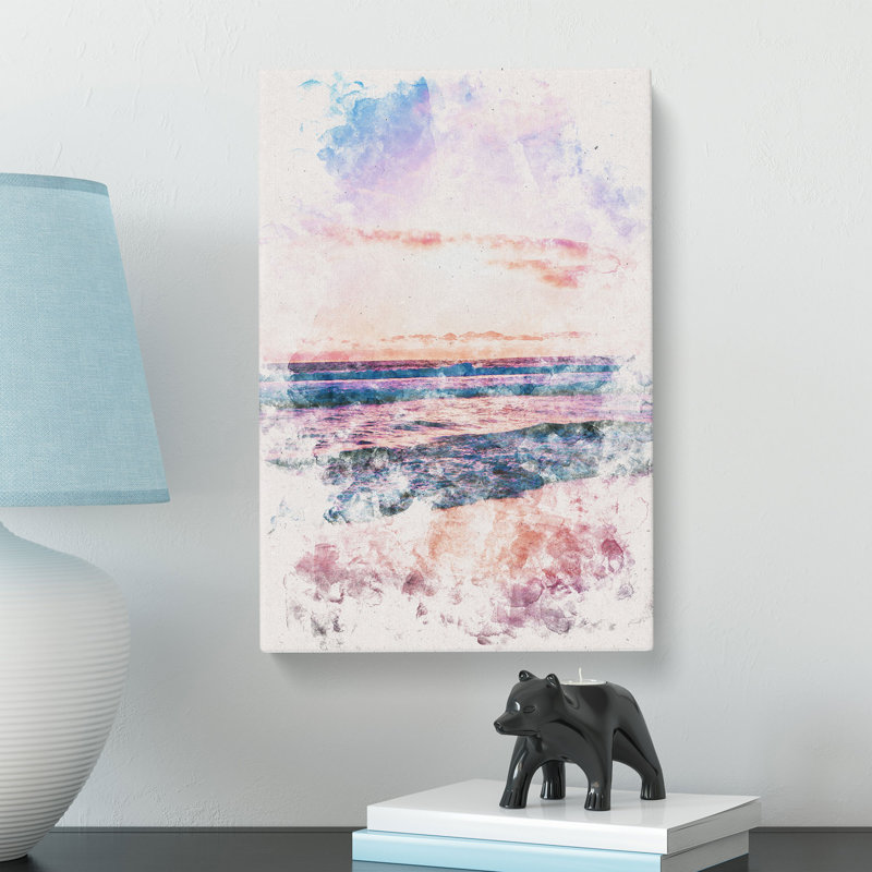 Pink Beach - Wrapped Canvas Painting, 45cm H x 30cm W x 4cm D
