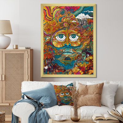 Symbole bouddhiste, yeux du dieu qui voit tout sur toile