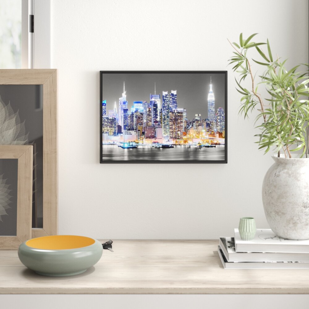 Leinwandbild „New Yorker Skyline bei Nacht", Grafikdruck