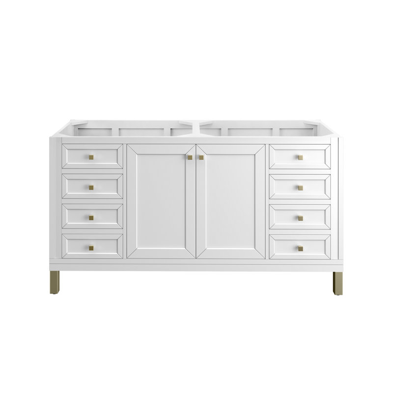 Chicago 60'' W Double Vanity, Eternal Jasmine Pearl, Glossy White
