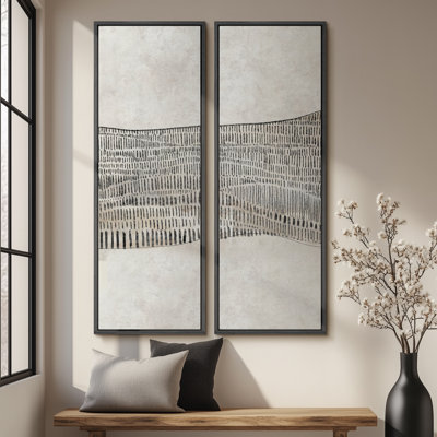 Minimaliste ligne abstraite, art mural - ensemble de 2 toiles encadrées 20 x 60 pouces