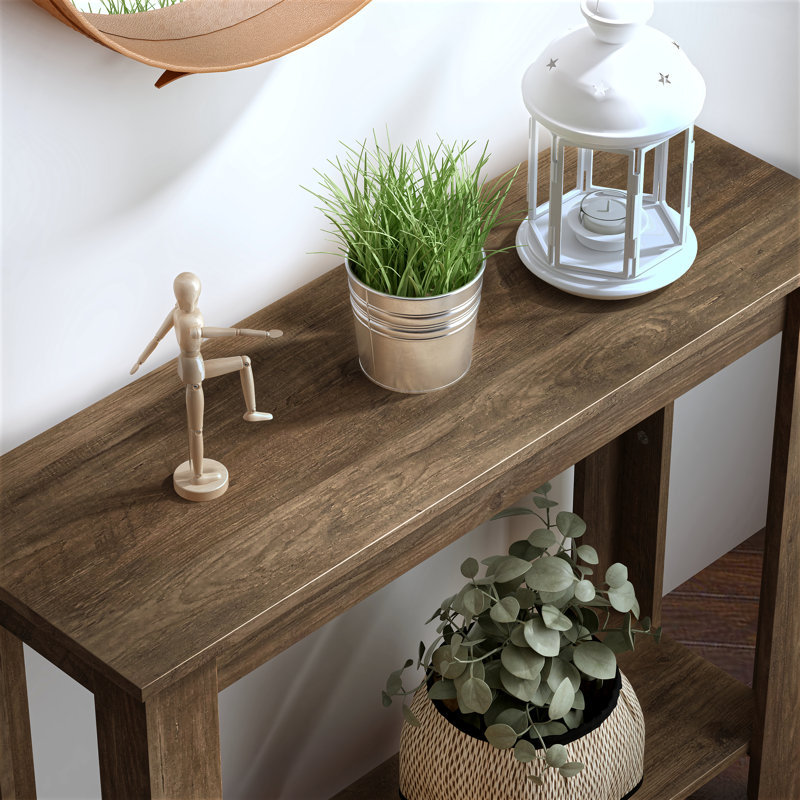 Justine Basilico 35.2'' W Console Table with Shelf, Knotty Oak