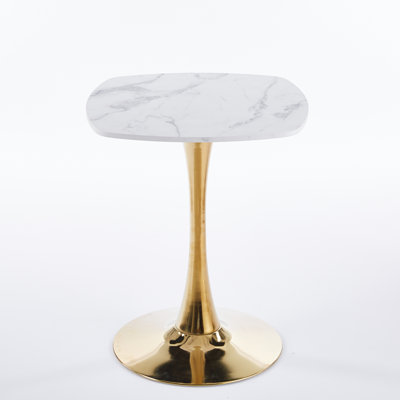 Square Tulip Dining Table for 2-4 Persons with Metal Pedestal Base, Modern Table for Small Spaces