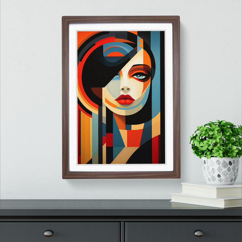 Single Picture Frame Print on Wood, 64cm H x 46cm W, Walnut Framed