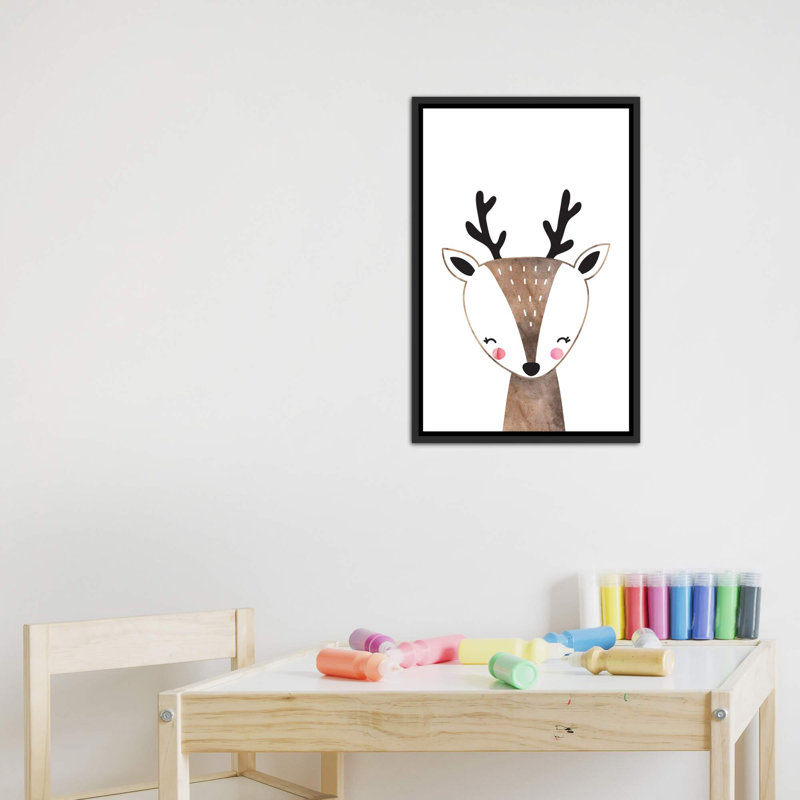 Scandi, impression d'art graphique, Toile avec cadre noir patiné, Pas de tapis, H 26 po x l 18 po x 1,5 po