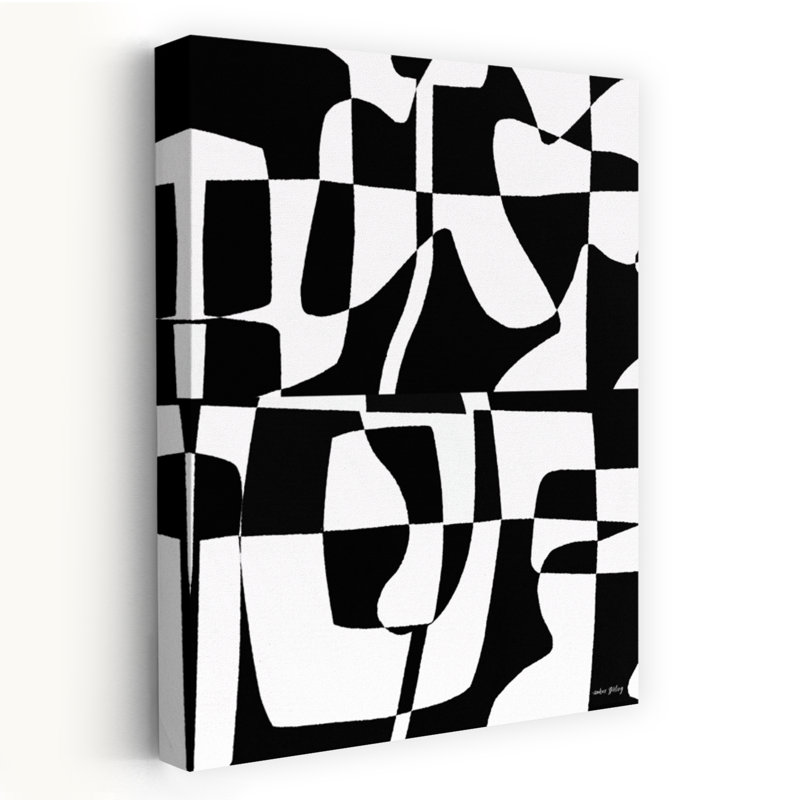 Art contemporain en noir et blanc abstrait, H 48 po x l 32 po